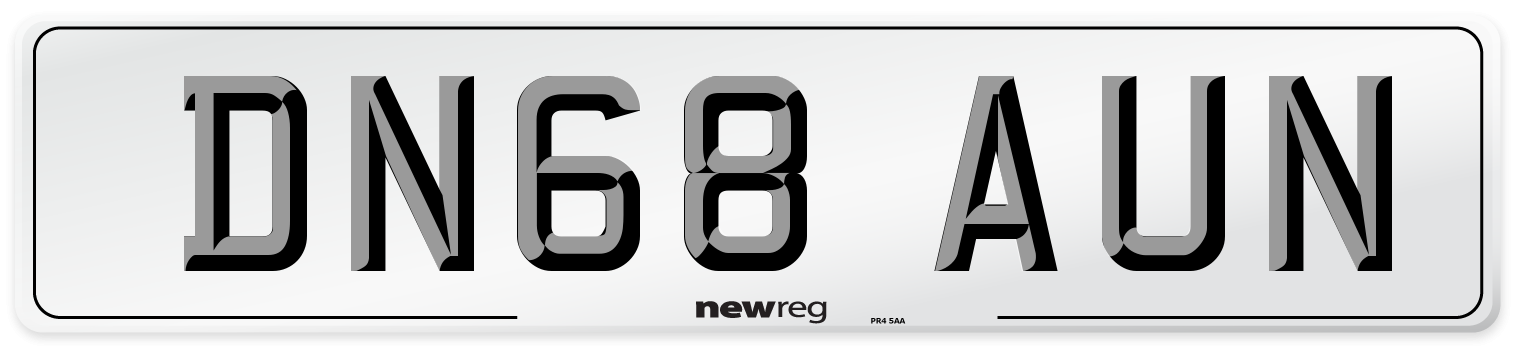 DN68 AUN Number Plate from New Reg